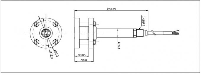 0-100psi เครื่องส่งระดับของของเหลวที่จมน้ํา เครื่องตรวจจับระดับของน้ําที่จมน้ํา 0